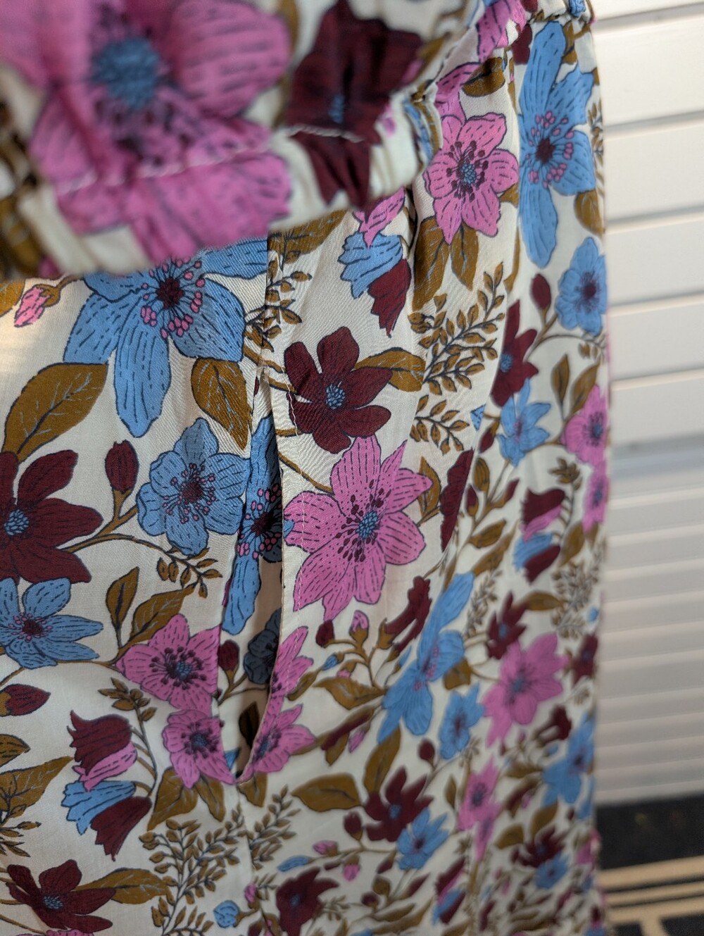 Vineyard Vines Dress Smocked Cotton/Silk Midi Floral Martha's Vineyard Dress XL - Picture 3 of 9